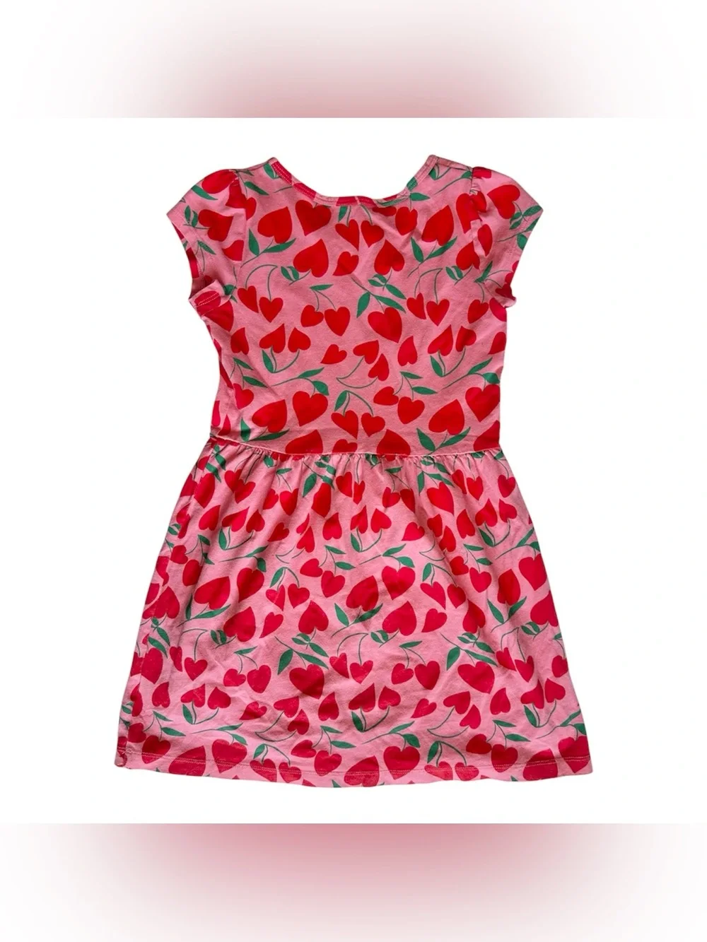 Carter's Size 7 girls pink heart cotton casual short sleeve dress